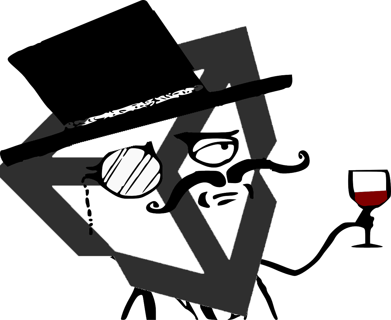 unity logo wearing a top hat and monocle